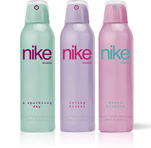 Image of Nike Women Deodorant Spray Combo Pack of 3 (200ml Each) - A Sparkling, Loving Floral & Sweet Blossom | Long Lasting Fresh Fragrance Body Spray for Women