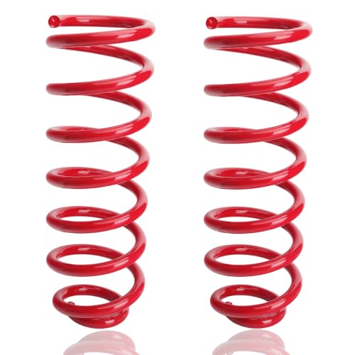 Image of Rear Heavy Duty Coil Springs for Ram 1500 2009-2018 2wd 4wd, 85% Extra Load Capacity (1500 lbs), Maintains Factory Ride Height, For Truck Towing,Red