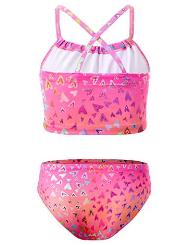 Image of TENVDA Girls Swimsuit 2-Piece Halter Tankini Set Beach Sport Bathing Suit UPF 50+ Swimwear
