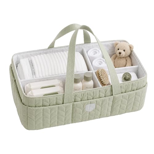 KOALA BABYCARE Cesta Organizadora Bebé – Organizador Cambiador Bebé con Divisores Extraíbles, Organizador Pañales Bebé para Pañales, Toallitas y Accesorios