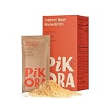 Pikora Beef Bone Broth Instant Powdered Mix (1-Pack) | 11g Protein, 50 Calories per Serving | Gluten-Free, Collagen-Rich, No Sugar, Keto & Paleo Friendly | Hearty Beef Flavor | 4 Sachets Total