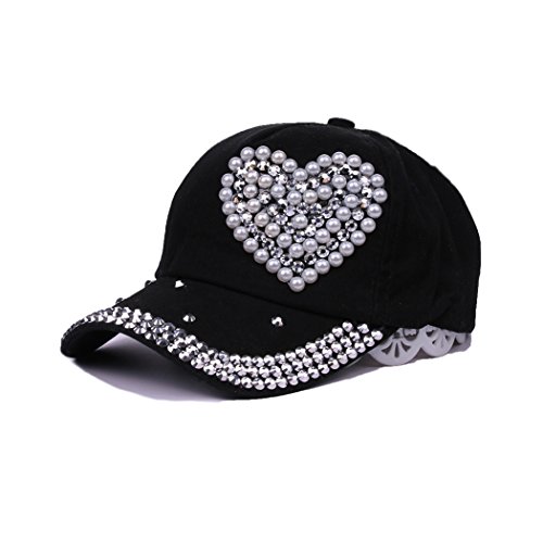 Image of Adjustable Women Men Bling Rhinestone Denim Baseball Cap Hat