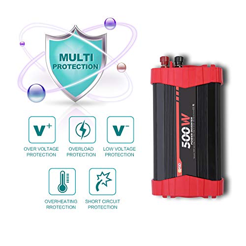 BYGD 500W Car Power Inverter DC 12V to 110V AC Converter Dual Outlets with 3.1A 4 USB Ports Car Charger Adapter