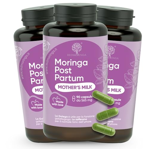 RedMoringa Post Partum – Suplemento Lactancia y Estado de Ánimo | Gallega 2% Lactación y Azafrán 3,5% | Soporte Natural para Mamás Lactantes | 270 Cápsulas Vegetales | Único en el Mundo