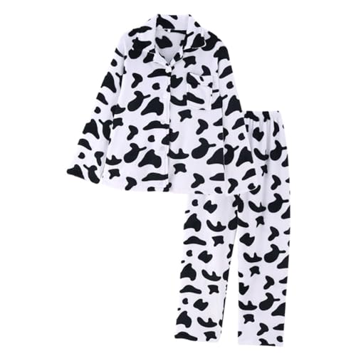 NOLITOY Conjunto de Pijama Mujer Manga Larga Algodón 100% Tamaño XL Estampado Vaca Pantalón Largo Ropa para Dormir Cómoda y Cálida Hogar