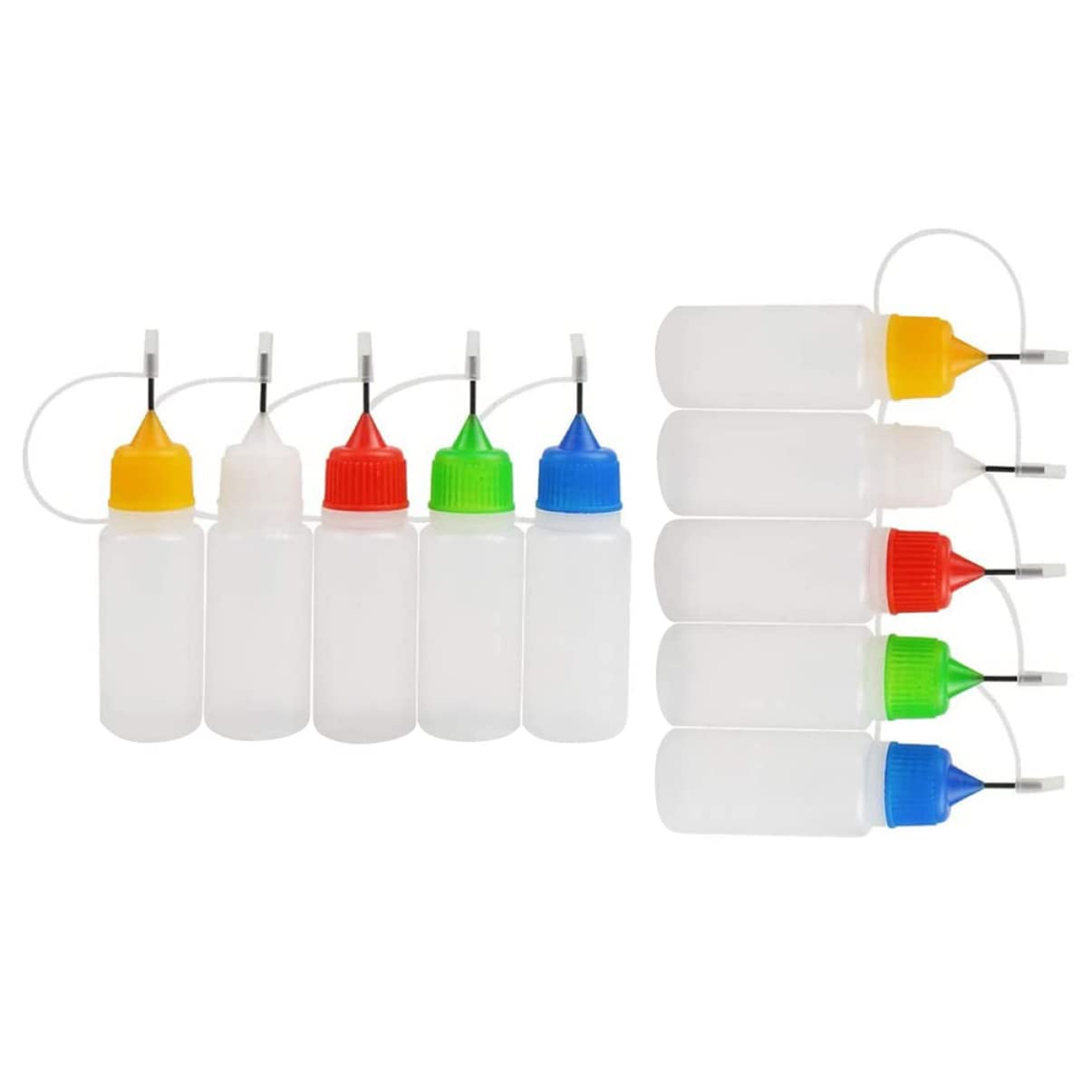 COSMEVIVI 3sets Plastic Oil Container Pointed Nozzle Multifunctional Glue Bottles for Precision Dispensing 10pcs*3