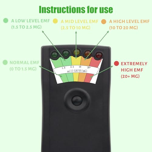 Detector EMF recarregável para caça de fantasmas com LED de 5 níveis, portátil, detector de campo ma