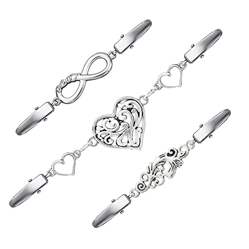 Vintage Sweater Clips Shawl Dresses Shirt Clips Retro Cardigan Collar Chain Clips Brooch Pins for Women Girls