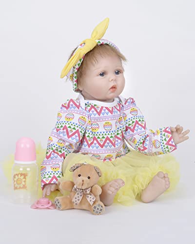 YNB 55 cm Reborn Babypuppen Mädchen Realistische Handgemachte Weiche Silikon Neugeborenes Baby Pflegetraining Lehrmittel – Bild 4