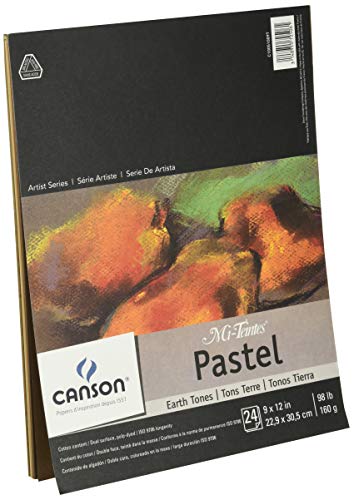Canson Artist Series Mi-Teintes Pastel Paper, Earth Tones, Foldover Pad, 9x12 inches, 24 Sheets (98lb/160g) - Artist Paper for Adults and Students, Beige