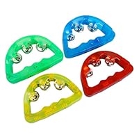 LED Light Up Tambourine Musical Instrument for Parties Weddings and Events - Flashing Glow Toy for Dance Floors and Celebrations (Blue, 15X11cm)