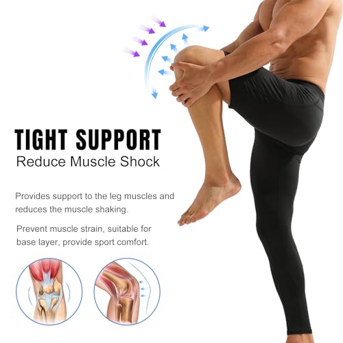 2 Pack Compression Pants Men Basketball One Leg Running Tights Single Leg Workout Legging Athletic Base Layer Gear2