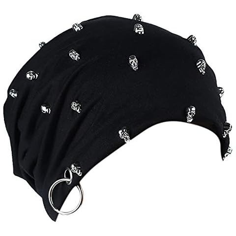 Unisex Men Women Rivet Skull Caps Winter Warm Beanies Cap Punk Rock Hiphop Stud Rivet Bonnet Hats, Skull, One size Cover