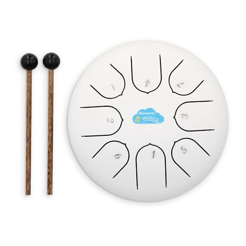 Kid’s Tongue Drum Set - Rain Drum for Kids - Steel Tongue Drums for Rhythm, Learning, and Fun - Metal Drums with Rain Sound - Handpan for Beginners Ages 4+, by Marmelada Musica