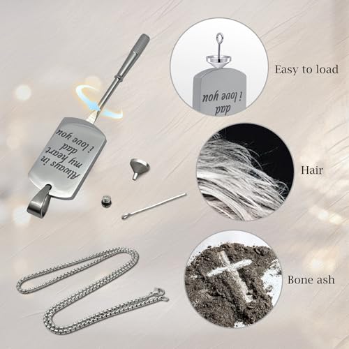 Funnylife Personalized Ashes Necklace for Men Women Pet Custom Photo Text Stainless Steel Memorial Cremation Jewelry Keepsake Memorial Gifts4
