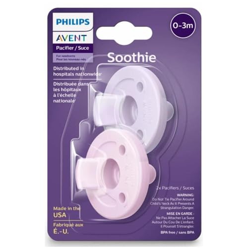フィリップス Avent Soothie Pacifier おしゃぶり シリコーン 0-3ヶ月用 2個パック (ピンク＆パープル) [並行輸入品]