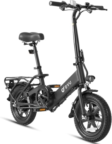 DYU Elektrofahrrad, 14' City E-Bike Klappbar, Mini Ebike mit Gep&auml;cktr&auml;ger, 36V 7.5AH Batterie, Pedal-Assist, Doppel Scheiben Bremse, Falt-Pedelec mit Sto&szlig;d&auml;mpfer f&uuml;r Erwachsene