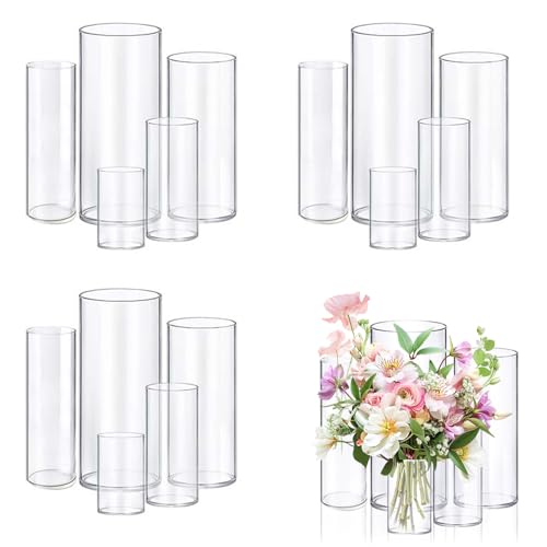 KRNDUMA 15pcs Glass Vase Cylinder Vases for Centerpieces Small Flower