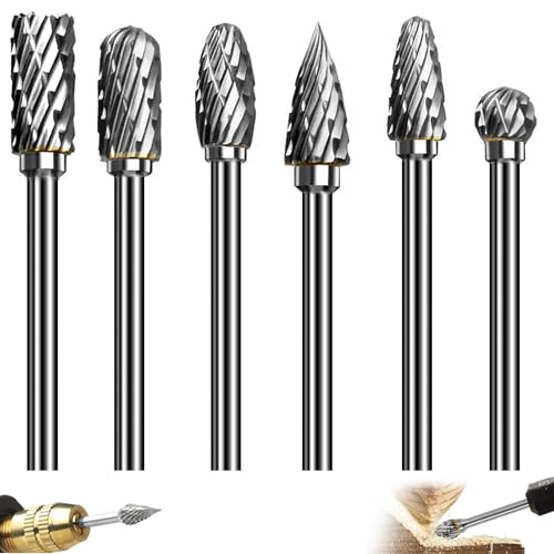 6 Stück Hartmetall Frässtifte Set, Wolframcarbid Fräser 6mm Schaft, Hartmetall Frässtifte Mit Doppelschnitt Für Dremel, Mit 1/8\" Schaft, Für Schleifmaschine, Schnitzen, Metallpolieren,Gravieren,Bohren 6 Stück Hartmetall Frässtifte Set, Wolframcarbid Fräser 6mm Schaft, Hartmetall Frässtifte Mit Doppelschnitt Für Dremel, Mit 1/8\" Schaft, Für Schleifmaschine, Schnitzen, Metallpolieren,Gravieren,Bohren