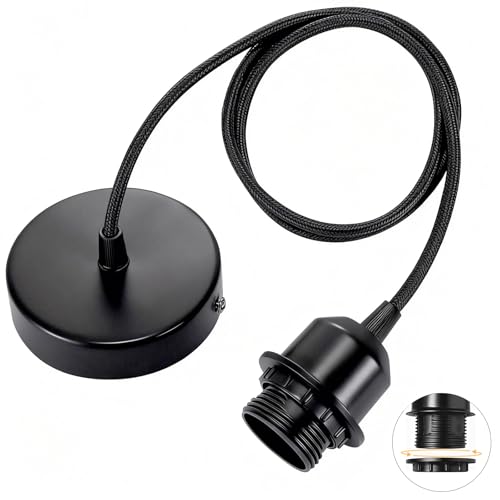 Linkind suspension E27 avec anneau à vis, câble tissu réglable 100cm, suspension compatible avec abat-jour,