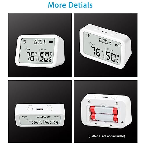 WiFi Thermometer Hygrometer, Smart Wireless Temperature Humidity Sensor Monitor with Light Strength Detection for Home Indoor Pet Cage
