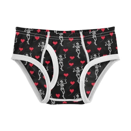 Boys' Exclusive Briefs Toddler Underwear 95% Combed Cotton Boxerbriefs 2T Skeleton Skull Heart Pattern 25