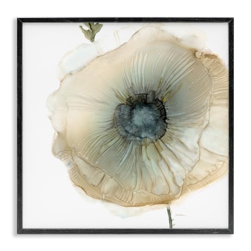 Contemporary Poppy Blossom Floral, 12 x 12 Inch Framed Giclée Print