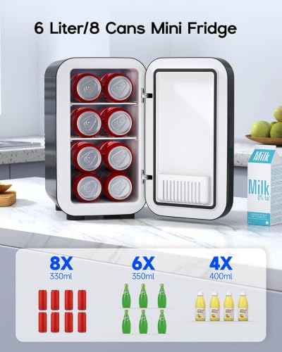Image of BEICHEN Mini Fridge,6 Liter / 8 Can Small Fridge for Bedroom, Car, Office