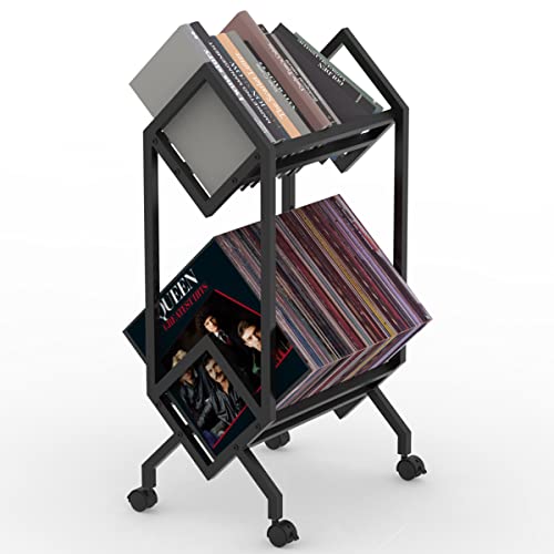 MOOMLIFE Étagère de rangement mobile pour disques vinyles – Support de rangement pour albums, magazines, livres et… - Les Beatles, Paul McCartney, John Lennon, RIngo Starr, George Harrison MOOMLIFE Étagère de rangement mobile pour disques vinyles - Support de rangement pour albums, magazines, livres et…
