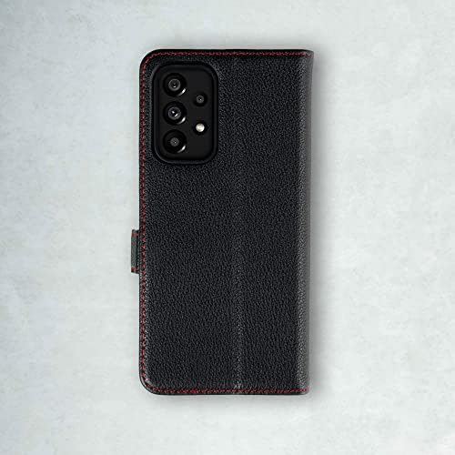 TORRO Phone Case Compatible with Samsung Galaxy A53 5G  Premium, Genuine Leather Cover with Card Slots and Horizontal Viewing Stand - Black