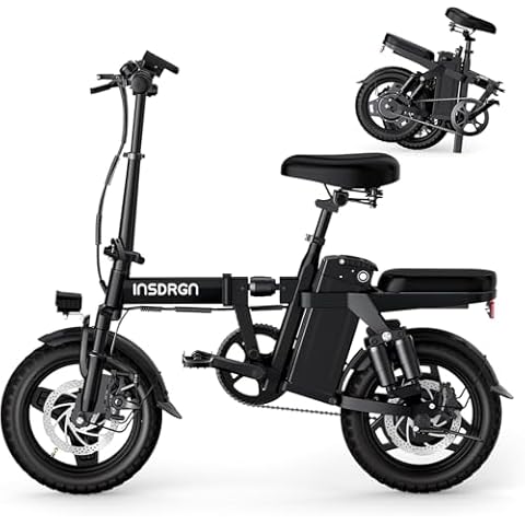 INSDRGN A14 Pro Electric Bike – Premium Adult E-Bike with AI-Powered Pedal Assist, 9 Shock Absorbers, 44.99% Brake Ratio, Peak Power 900W, mini Folding Electric Bike, 768Wh Removable Battery - Black Cover