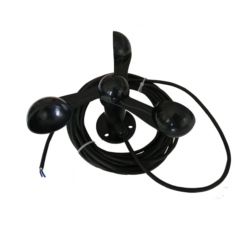 Anemometer Wind Speed Sensor, 3 Cups, 0-3.8V Output, 8M Waterproof Cable, 4cm Mounting Hole, Anti-Interference, ABS Plastic and Stainless Steel