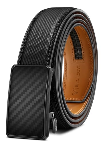 BULLIANT Men Belt-Ratchet Leather Adjustable Belt tailless For Gift Men Dress Casual Jeans 1 3/8