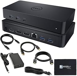 Dell D6000 Universal Dock Bundle with 130W Power Adapter – USB-C, HDMI, Dual DisplayPort with HDMI Cable + Dis