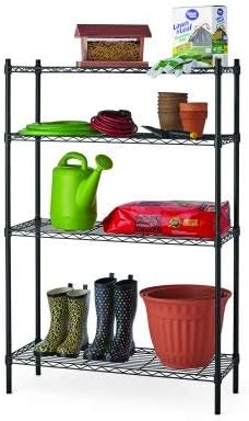 Hyper Tough 4 Tier Wire Shelving Rack in use with various items