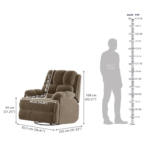 Image of Wakefit Recliner | 3 Year Warranty | Recliner Sofa 1 Seater, XpertGRID Technology, Designed for Supreme Comfort & Relaxation, Easy DIY Assembly, 145 kg Weight Capacity, Electic Virelia (Stone)
