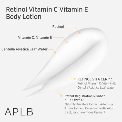 Image of APLB Retinol Vitamin C Vitamin E Body Lotion | 300ml Korean Skincare, Long lasting hydration, Revitalize for gentle and improve skin texture