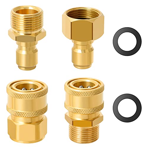 STYDDI Hochdruckreiniger-Adapter-Set, M22 14 mm auf 3/8 Zoll Schnelltrennung, 3/8 Zoll auf Schnellanschluss, Schlauchadapter für Hochdruckreiniger-Pistole, Schlauch, Pumpe, 5000 PSI, 4er-Pack