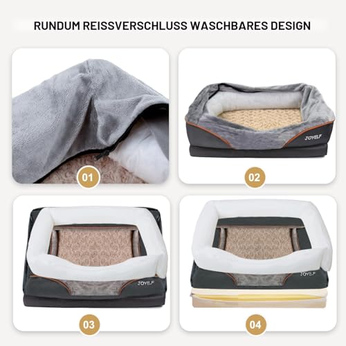 Joyelf Hundebett aus Memory-Schaum, orthopädisches Hundebett & Sofa mit abnehmbarem, waschbarem Bezug und Quietschspielzeug als Geschenk
