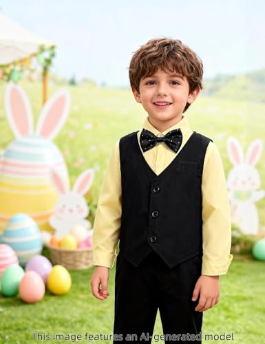 Image of A&J DESIGN 4pcs Baby & Toddler Suit, 12 Months - 5T, Shirt & Pants & Vest & Bow Tie