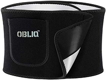 obliq Sweat Slim Belt with Mobile Holder for Men & Women Waist Stomach Shaper Fitness Yoga Wrap Unisex Weight Loss Back Pain Gym Running Travel Tummy Workout (Large (Upto 39 Inches)) Black