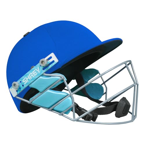 Image of Shrey Star Junior 2.0 Steel Batting Cricket Helmet with Adjustable Grill for Boys (Royal Blue)