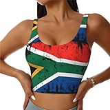 Nruairly South Africa Flag South African Root Women Sports Bras Scoop Neck Yoga Crop Tank Tops U Back Fitness Exercise Workout Running Top Removable Pads Slimming Athletic Gym Outfits XX-Large Black