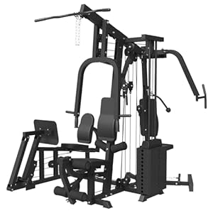 Multifunction Home Gym System Workout Station,Smith Machine with 100LB Weight Stack, Leg Press, LAT Station for Full Body Training (Home Gym Station)
