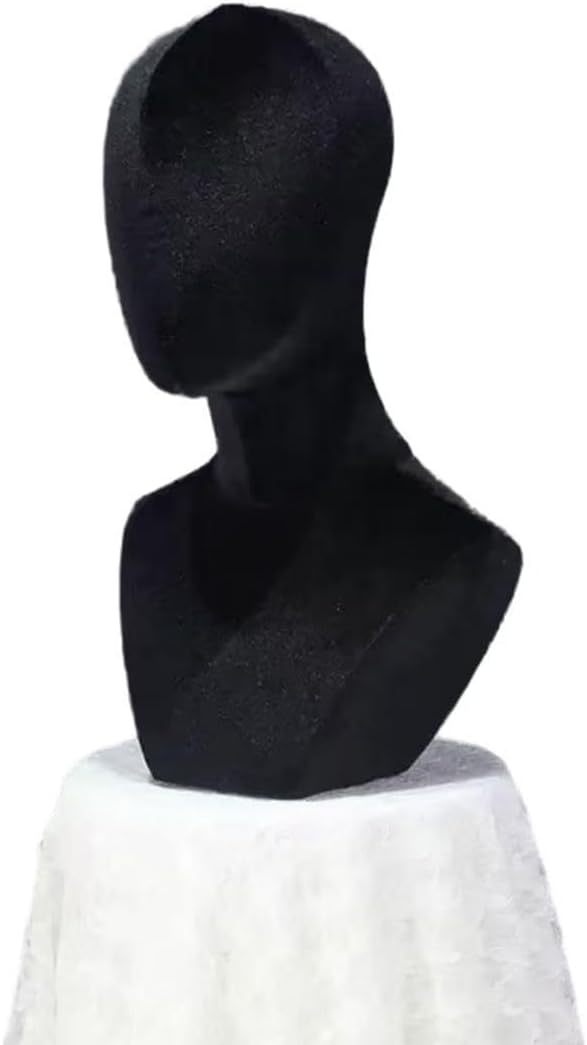 Neutral Foam Mannequin, Head Model Wig and Hair Accessory Display Stand, Necklace and Hat Mannequin (Black)