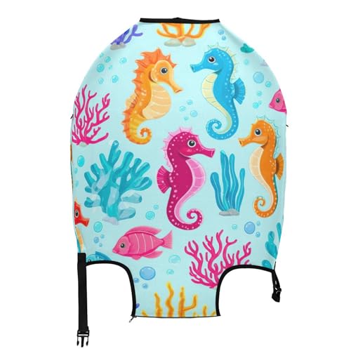 Joisal Cute Seahorse Coral Suitcase Covers for Luggage Protectors Elastic Travel Luggage Sleeve for Women Prints, S, Fits 18-20 Inch Case2