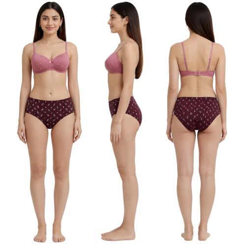 Image of Women's Plus Size Briefs | Full Coverage, 100% Super Soft Cotton, Mid Waist | Inner Elastic Waistband | Underwear, Innerwear, Panties | Print (Pack of 3)
