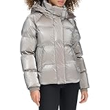 Levi's Women's Cloud Puff Hooded Puffer Jacket, Silver Metallic, Medium