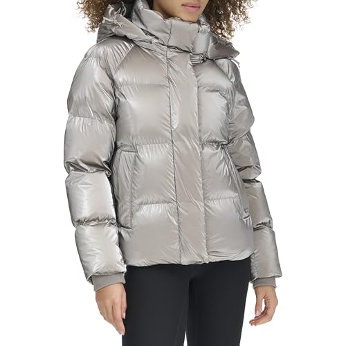 Levi's Women's Cloud Puff Hooded Puffer Jacket Coat, Silver, S