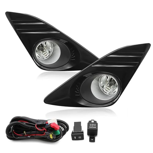 Fog Lights Assembly Compatible with Camry 2012 2013 2014 Driving Fog Lamps with Wiring Switch Kits & H11 12V 55W Bulbs - Jecoupoon TO1039131 TO1038131